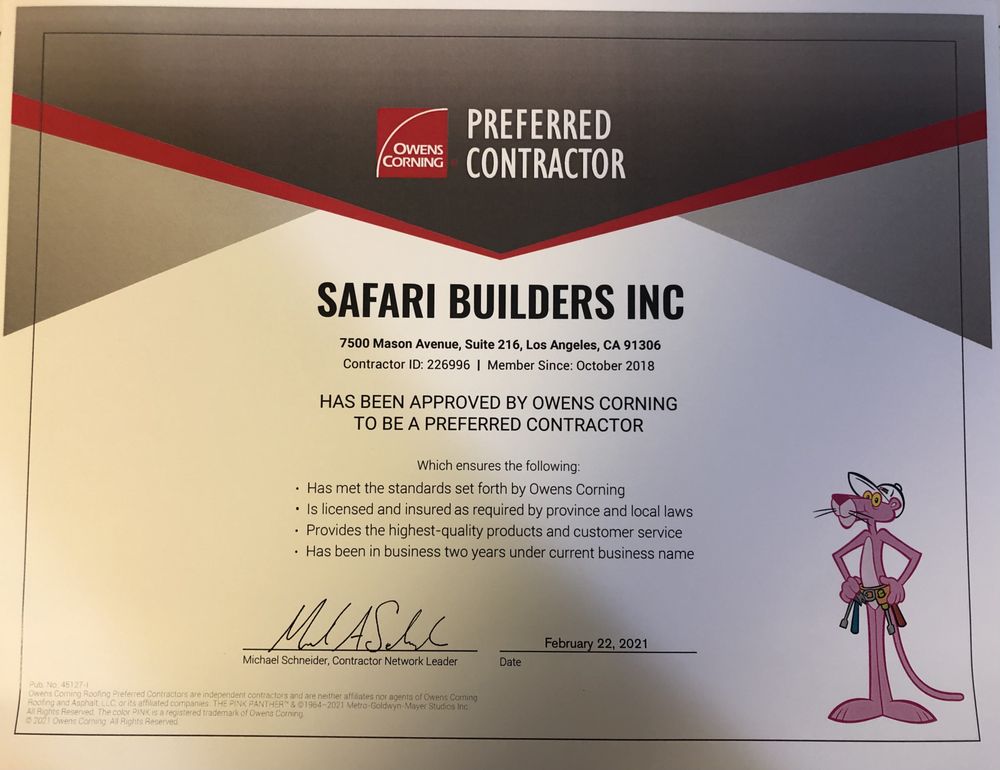 Slide of Safari Roofing and Remodeling