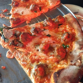 Coalfire - Vodka Meatball Pizza -mozzarella, vodka tomato sauce, meatball, basil, stracciatella, pecorino romano - Pizza Near Me - Chicago, Illinois Coalfire - Vodka Meatball Pizza -mozzarella, vodka tomato sauce, meatball, basil, stracciatella, pecorino romano - Pizza Near Me - Chicago, Illinois