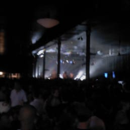 Minus The Bear on stage -- we had a pretty good view despite the picture, and we were way in the back