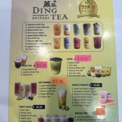 Ding Tea - Menu (front)