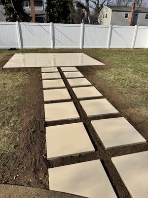 Pavers, deck, railing projects - From plain yard to statement piece and T rail top style Pavers, deck, railing projects - From plain yard to statement piece and T rail top style