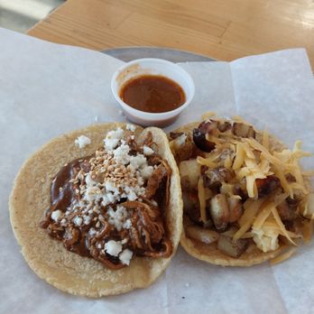 Guisados - Chicken mole and potato breakfast tacos - Mexican Near Me - Pasadena, California Guisados - Chicken mole and potato breakfast tacos - Mexican Near Me - Pasadena, California