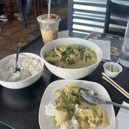 Green curry and Lao Ice Coffee Green curry and Lao Ice Coffee