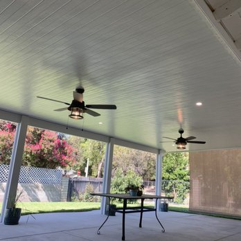 Bravo Patio Covers - Nice electrical on this solid patio cover. Consisted of 6 LAD lights and 2 ceiling fans. - Patio Coverings Near Me