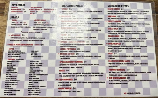 Menu photo 1 Mercury Pizza Hattiesburg, MS Menu photo 1 Mercury Pizza Hattiesburg, MS