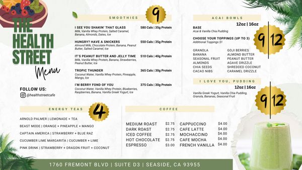 Menu photo 2 Health Street Cafe Seaside, CA Menu photo 2 Health Street Cafe Seaside, CA