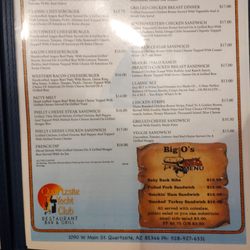 Quartzsite Yacht Club Motel - Food Menu #1 January 2025