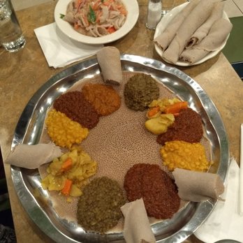 Beteseb Restaurant - Veggie Combo and Timatim Fitfit - Ethiopian Near Me - Silver Spring, Maryland
