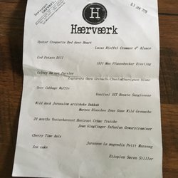 Restaurant Hærværk - Sample menu from 1/3/2019