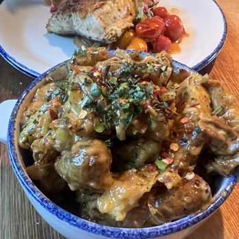 Sylvan Table - Patatas Bravas baked & smashed fingerlings, caramelized onions, spiced aioli - New American Near Me - Sylvan Lake, Michigan Sylvan Table - Patatas Bravas baked & smashed fingerlings, caramelized onions, spiced aioli - New American Near Me - Sylvan Lake, Michigan