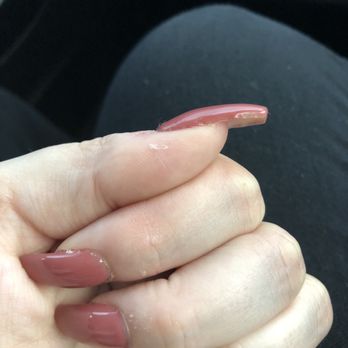 Oasis Nails Hazel Dell - Can see how the thumb was over drilled and the polish doesn't go all the way to the edge - Nail Salons Near Me - Vancouver, Washington Oasis Nails Hazel Dell - Can see how the thumb was over drilled and the polish doesn't go all the way to the edge - Nail Salons Near Me - Vancouver, Washington