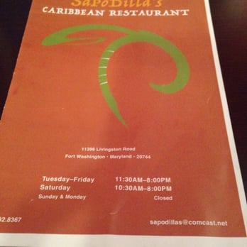 SaPoDilla's - Paper menu - Caribbean Near Me - Fort Washington, Maryland SaPoDilla's - Paper menu - Caribbean Near Me - Fort Washington, Maryland