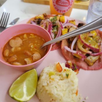 Taquero Mucho - Pork and bean side, authentic rice side was yummy, pork tacos with grilled pineapply tasty - Mexican Near Me - Austin, Texas Taquero Mucho - Pork and bean side, authentic rice side was yummy, pork tacos with grilled pineapply tasty - Mexican Near Me - Austin, Texas