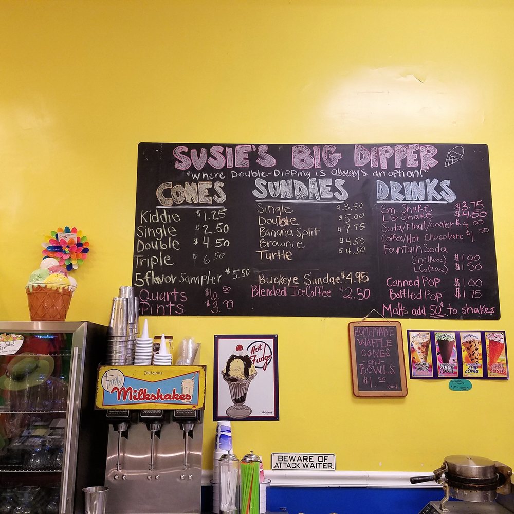 Susie's Big Dipper - Ice Cream menu - Ice Cream & Frozen Yogurt Near Me - Piqua, Ohio