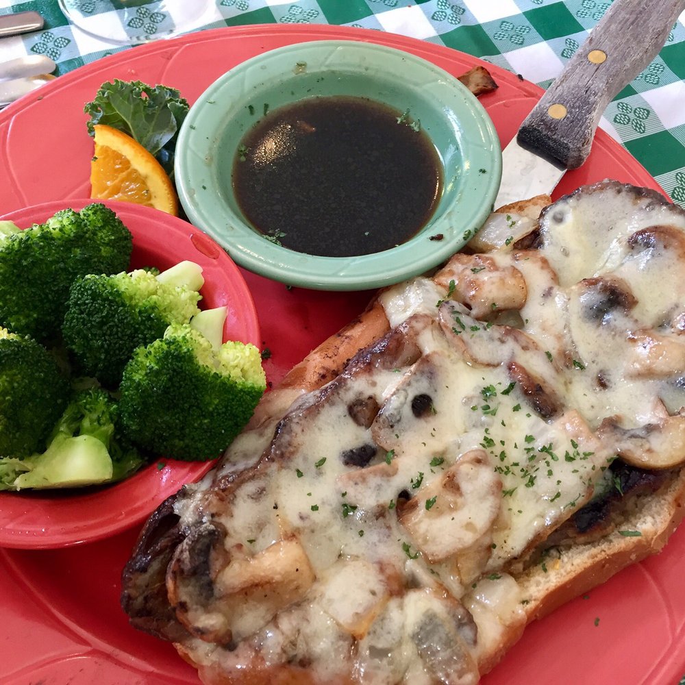 390 Main Street - Open-faced prime rib sandwich and broccoli side - Seafood Near Me - Gorham, Maine 390 Main Street - Open-faced prime rib sandwich and broccoli side - Seafood Near Me - Gorham, Maine