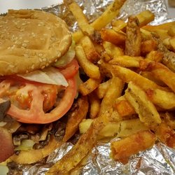 Boom Burger - Double bacon cheeseburger with the works and "small" fries