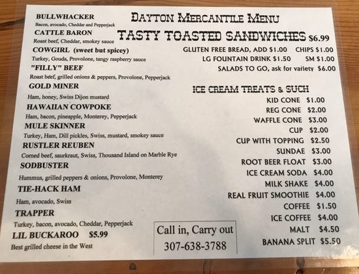 Menu photo 1 Dayton Mercantile Dayton, WY Menu photo 1 Dayton Mercantile Dayton, WY