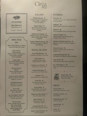 Menu photo 1 Circa 1922 Wilmington, NC