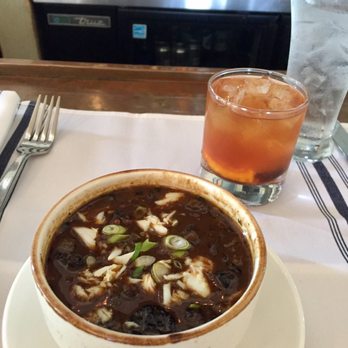 Patois Restaurant - SEAFOOD GUMBO: look at that dark roux! Crawfish, crab and charred okra: $9. - French Near Me - New Orleans, Louisiana Patois Restaurant - SEAFOOD GUMBO: look at that dark roux! Crawfish, crab and charred okra: $9. - French Near Me - New Orleans, Louisiana
