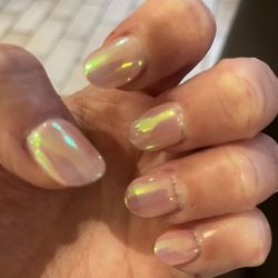 Nifty Nails - Gorgeous chrome gel X nails in OPI bubble bath by Vicky. Amazing work by everyone on this team--as always! Highly recommend!