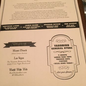 Yardbird - Menu to follow... - Southern Near Me - Las Vegas, Nevada Yardbird - Menu to follow... - Southern Near Me - Las Vegas, Nevada