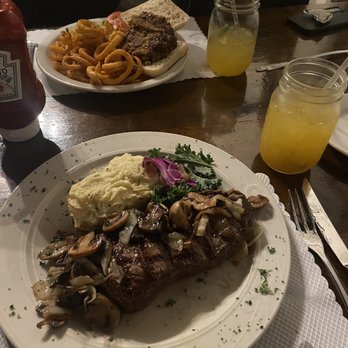 The Hoffman House - Veggie Burger on Ciabatta with Curly & New York Sirloin Steak with twice baked potato - American Near Me - Kingston, New York