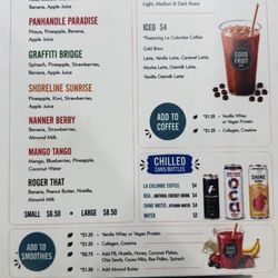 Good Fruit Co. - New menu back