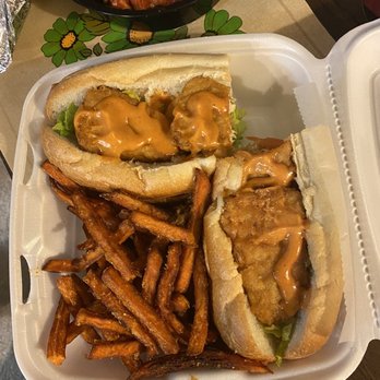 Cheezy Vegan by Chef Reeky - "Fish" Po Boy sandwich w sweet potato fries - Vegan Near Me - Woodlyn, Pennsylvania Cheezy Vegan by Chef Reeky - "Fish" Po Boy sandwich w sweet potato fries - Vegan Near Me - Woodlyn, Pennsylvania