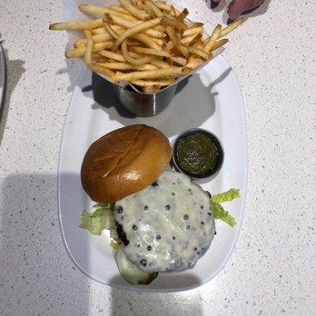 The Counter - Build your own burger (1/3lb burger well done, lettuce blend, cucumber, tomato, provolone cheese, and basil pesto) with fries - Burgers Near Me - Honolulu, Hawaii The Counter - Build your own burger (1/3lb burger well done, lettuce blend, cucumber, tomato, provolone cheese, and basil pesto) with fries - Burgers Near Me - Honolulu, Hawaii