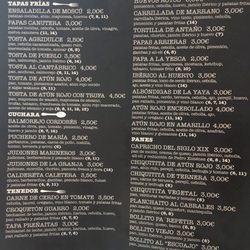 Mesón Siglo XIX - Spanish menu