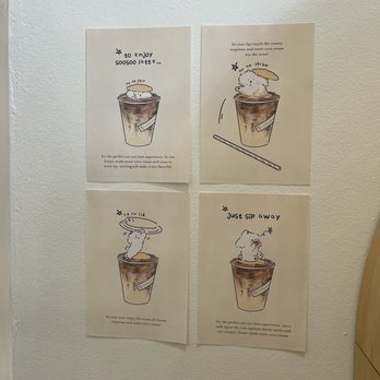 Harucake - Cute art demonstrating how to drink the 'Soosoo Latte' - Coffee & Tea Near Me - Los Angeles, California