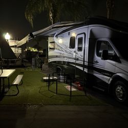 Anaheim Harbor RV Park - Our RV at night