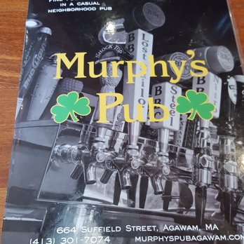 Murphy's Pub - Menu Cover - Irish Near Me - Agawam, Massachusetts