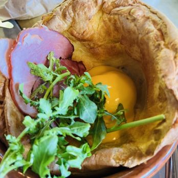 Manuela - Popover Benedict, ham & poached egg - New American Near Me - Los Angeles, California Manuela - Popover Benedict, ham & poached egg - New American Near Me - Los Angeles, California