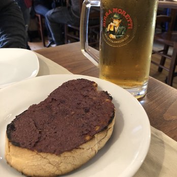 Da Francesco - Black olive pate on crusty delicious bread. With a big beer. - Italian Near Me - Rome, RM