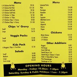 Happy Birds Chicken Bar - Happy Birds Menu - August 2018