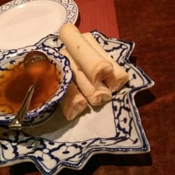 Thai Restaurant Bangkok - Chicken eggrolls, as basic as it comes.  No flavor, its just minced chicken wrapped and fried.