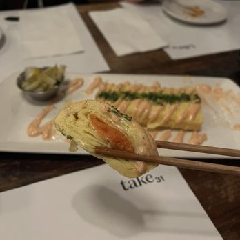 Take31 - Rolled-up Cod Roe Omelette - Korean Near Me - New York, New York Take31 - Rolled-up Cod Roe Omelette - Korean Near Me - New York, New York