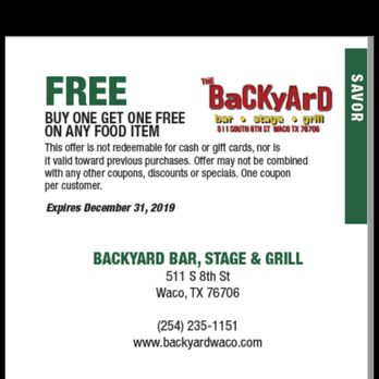 The Backyard Bar Stage and Grill - American Near Me - Waco, Texas The Backyard Bar Stage and Grill - American Near Me - Waco, Texas