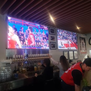 Courtside Food and Drinks - Canada v Argentina on one screen and the Raptors on the other. Hoop Heaven! - Sports Bars Near Me - Vancouver, British Columbia