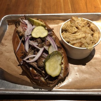 Mabel's BBQ - Mr Beef sandwich/spaetzle & cabbage - Barbeque Near Me - Cleveland, Ohio
