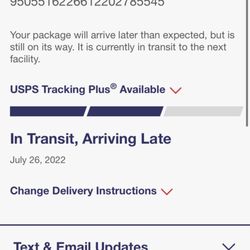 Usps - And this is the tracking number that the post office provided me it said expected to deliver on Monday, July 25, 2022.