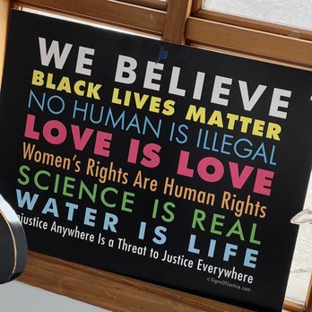 Pieper Cafe - a sign in a window saying we believe black lives matter - Cafes Near Me - Portland, Oregon