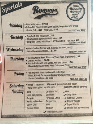 Menu photo 5 Romeys Place Bar & Grill Franklin, WI Menu photo 5 Romeys Place Bar & Grill Franklin, WI