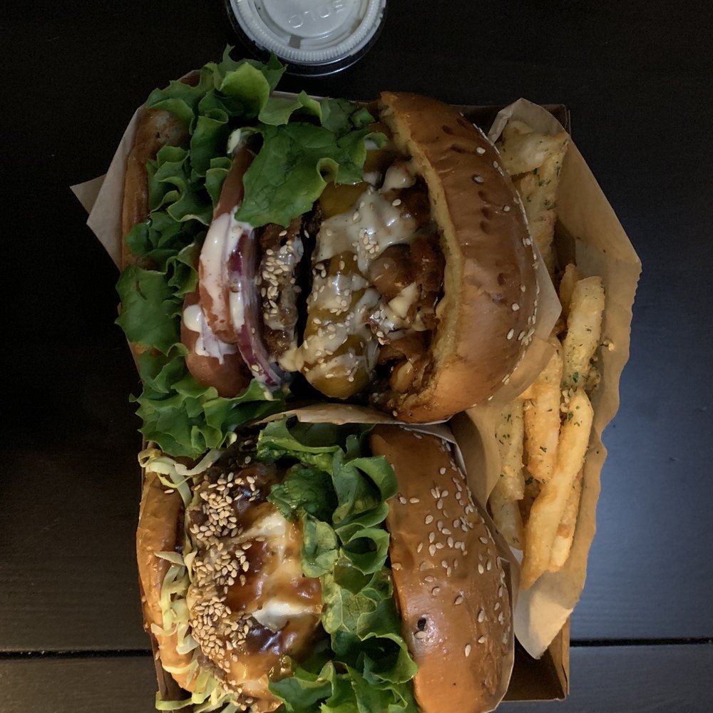 A+ Burger - Top:A+ burger// bottom: Korean bbq burger - Burgers Near Me - Oakland, California A+ Burger - Top:A+ burger// bottom: Korean bbq burger - Burgers Near Me - Oakland, California