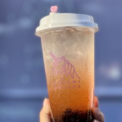 Dreamy Drinks - Grapefruit + Lychee Sparkle Soda with Boba ($5.75)