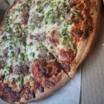 Fountain Restaurant - Side shot of the sausage and peppers pizza. - Pizza Near Me - Albany, New York