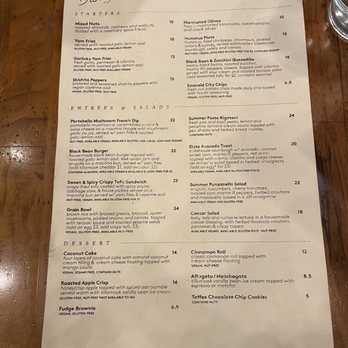 Floret - Menu - Vegetarian Near Me - Seattle, Washington