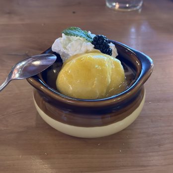 Rocking V Cafe - Peach Cobbler with Vanilla Ice Cream and Passion Fruit - New American Near Me - Kanab, Utah