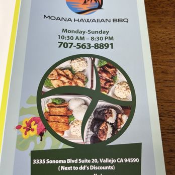 Moana Hawaiian BBQ - 3/29/25 FYI. Menu - Hawaiian Near Me - Vallejo, California